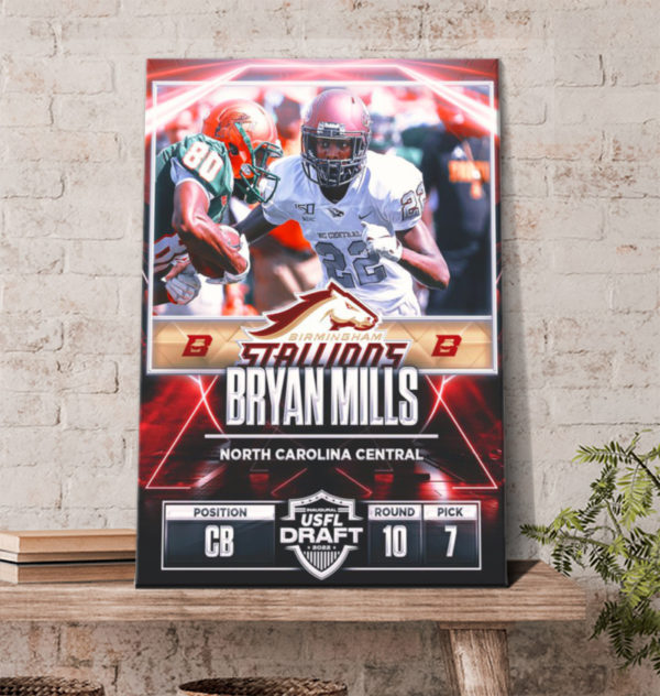 Bryan Mills Birmingham Stallions Inaugural USFL Draft 2022 Poster Canvas