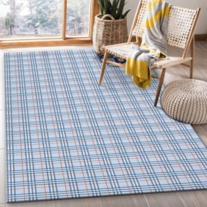Burberry Blue Plaid Area Rug Carpet