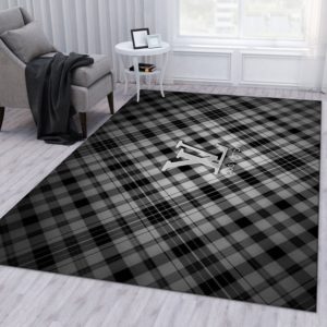 Burberry Plaid Black Logo Area Rug Carpet