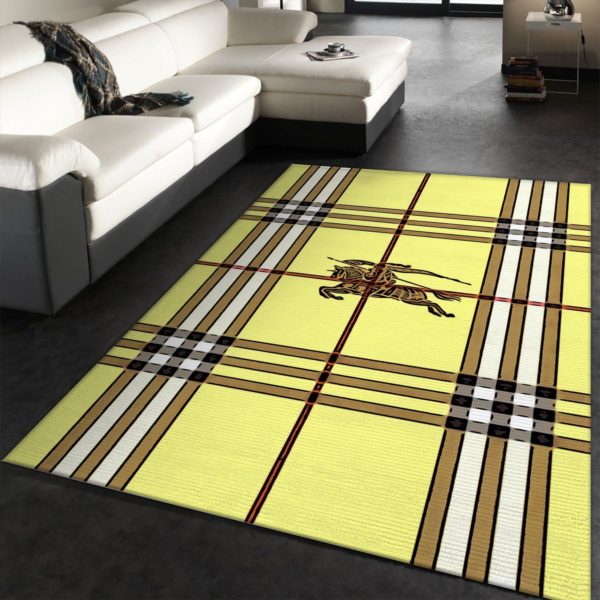 Burberry Plaid Horse Area Rug Carpet