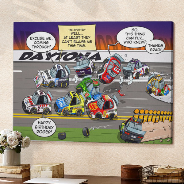 Daytona 500 Comic Art Poster Canvas