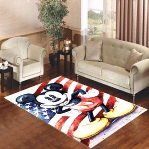 Dinsey Mickey Mouse Retro Usa Flag Area Rug Carpet