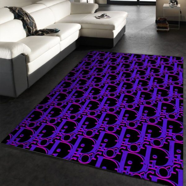 Dior Logo Violet Area Carpet Rug