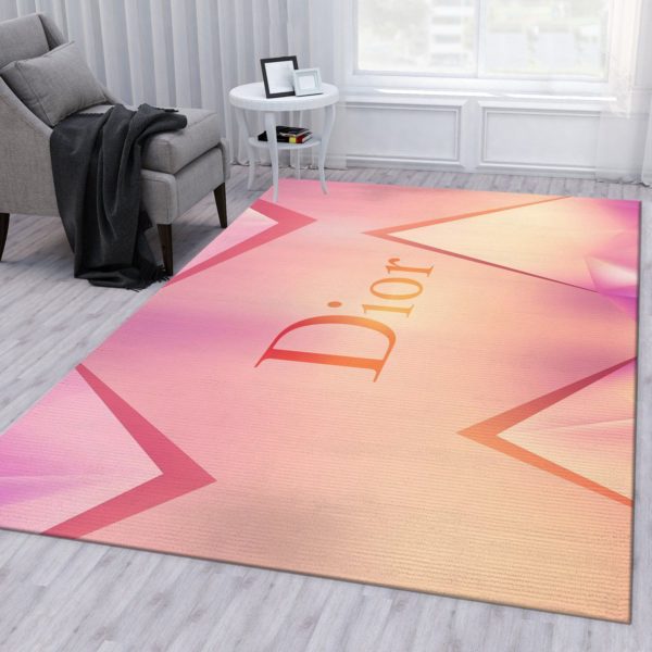 Dior Pink Background Area Carpet Rug