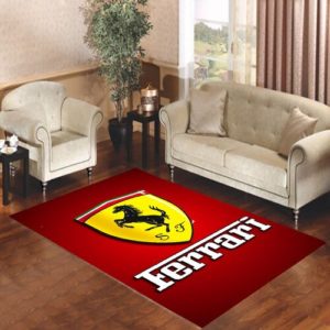 Ferrari Auto Red Logo Area Carpet For Living Room