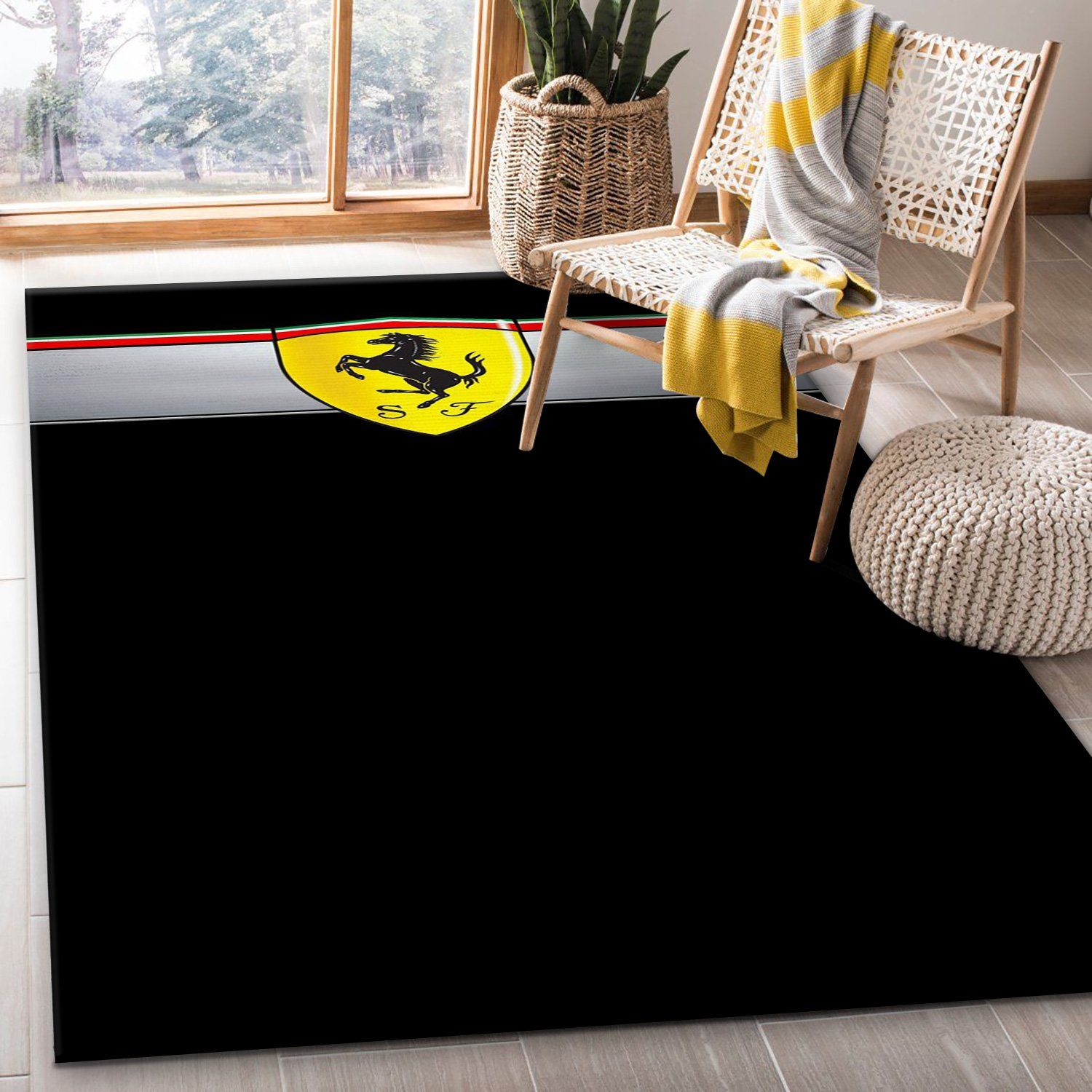 Ferrari Black Background Area Rug For Living Room Ferrari Black Background Area Rug For Living Room