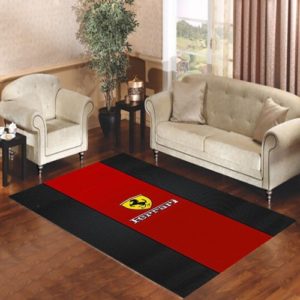 Ferrari Logo Red Black Background Area Carpet Rug