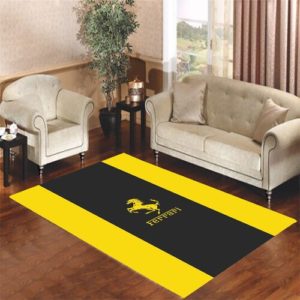 Ferrari Yellow Logo Area Carpet Rug For Living Room Home Decor