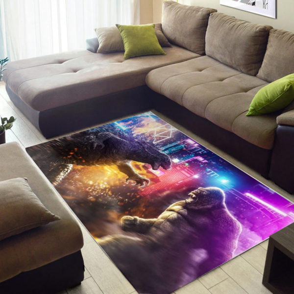 Godzilla Vs King Kong In The City Rug Home Decor