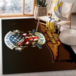 Harley Davidson Live Free Or Die Area Rug Carpet