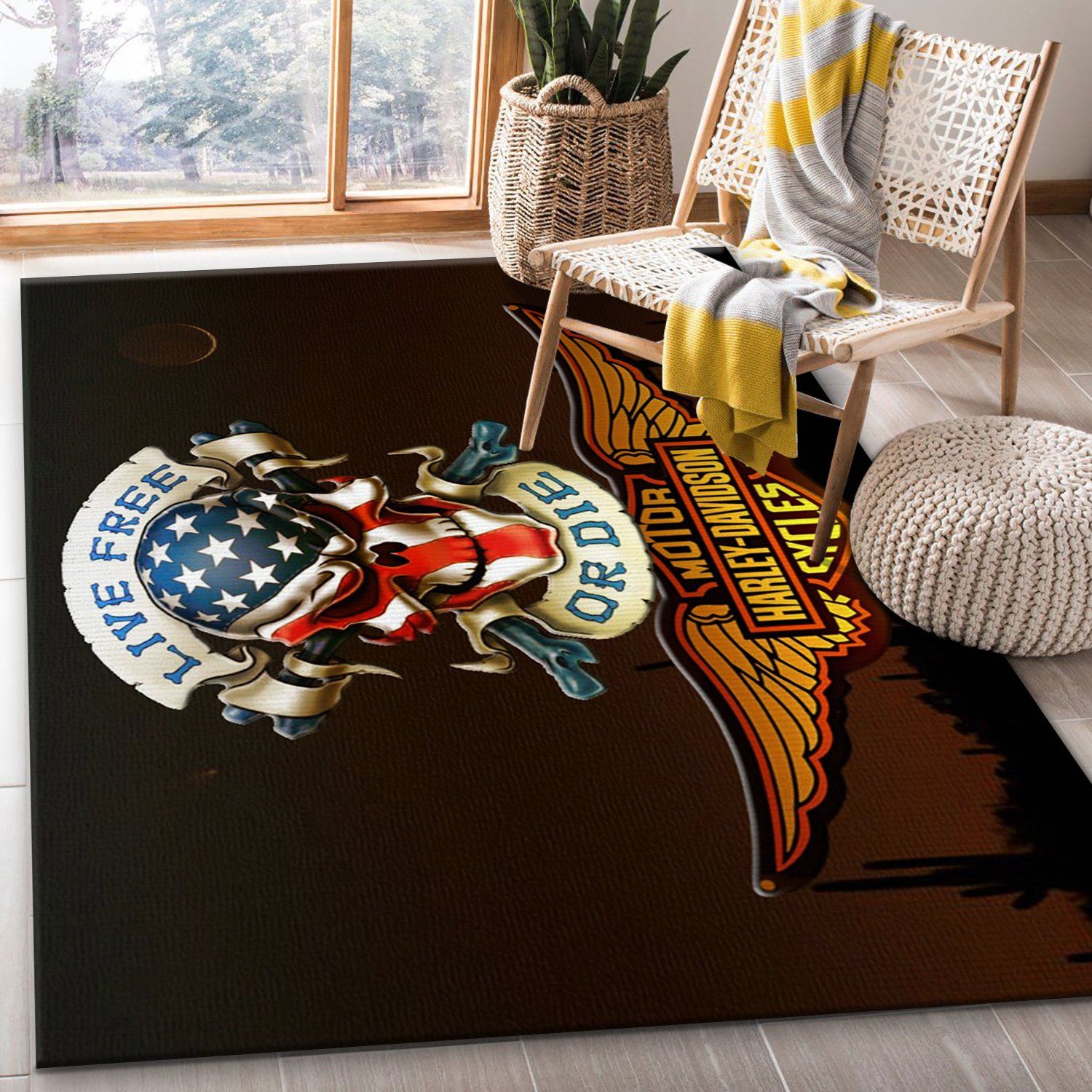 Harley Davidson Live Free Or Die Area Rug Carpet Harley Davidson Live Free Or Die Area Rug Carpet