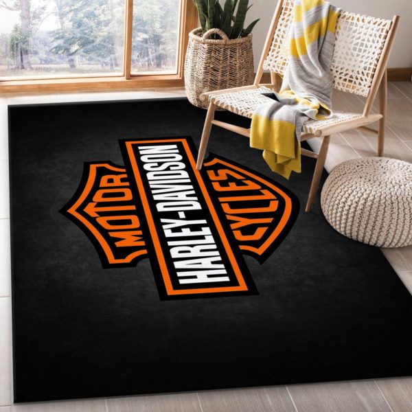 Harley Davidson Logo Area Rug For Bedroom