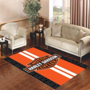 Harley Davidson Logo Orange Area Rug Carpet