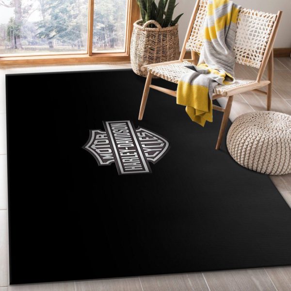 Harley Davidson Logo Siliver Area Rug Carpet