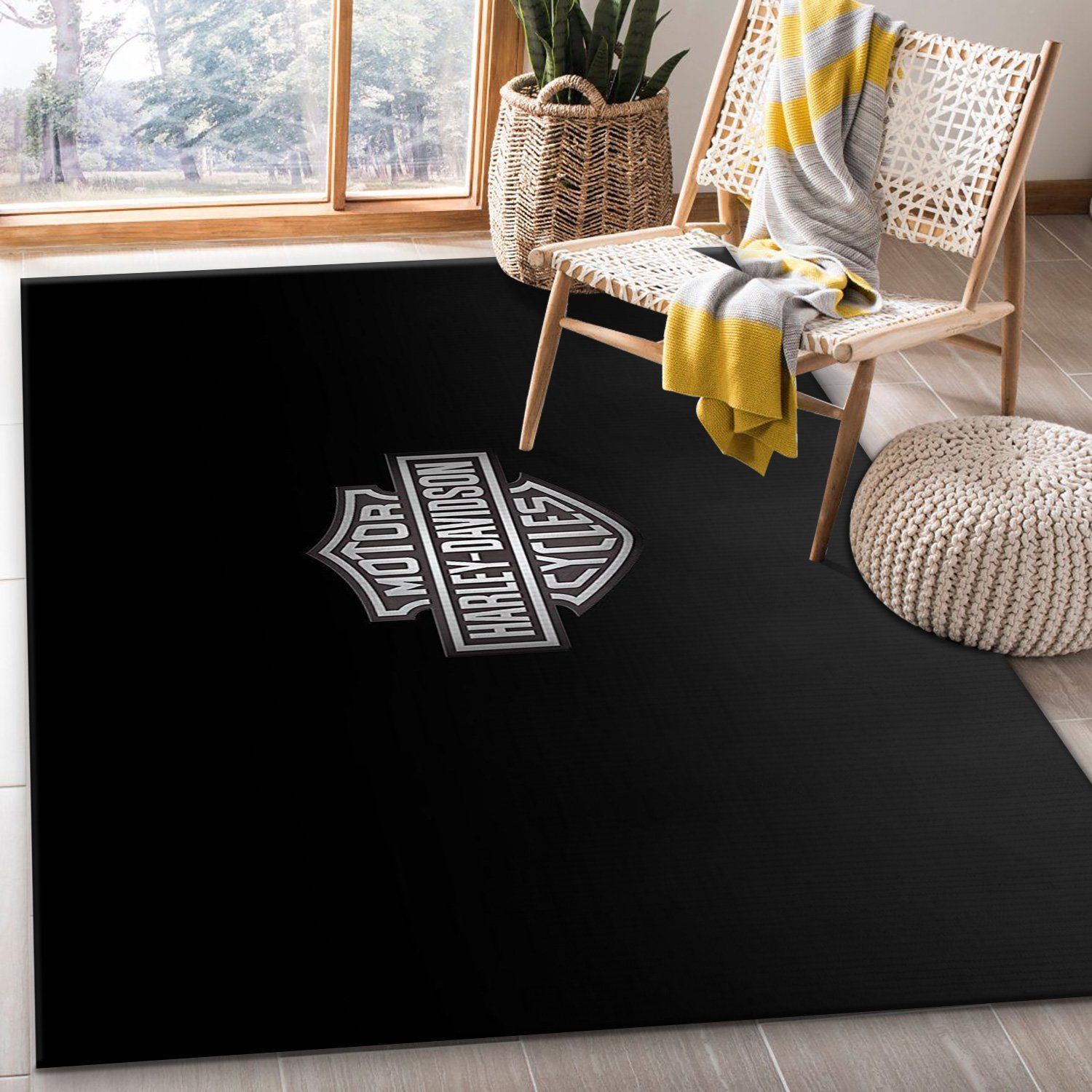 Harley Davidson Logo Siliver Area Rug Carpet Harley Davidson Logo Siliver Area Rug Carpet
