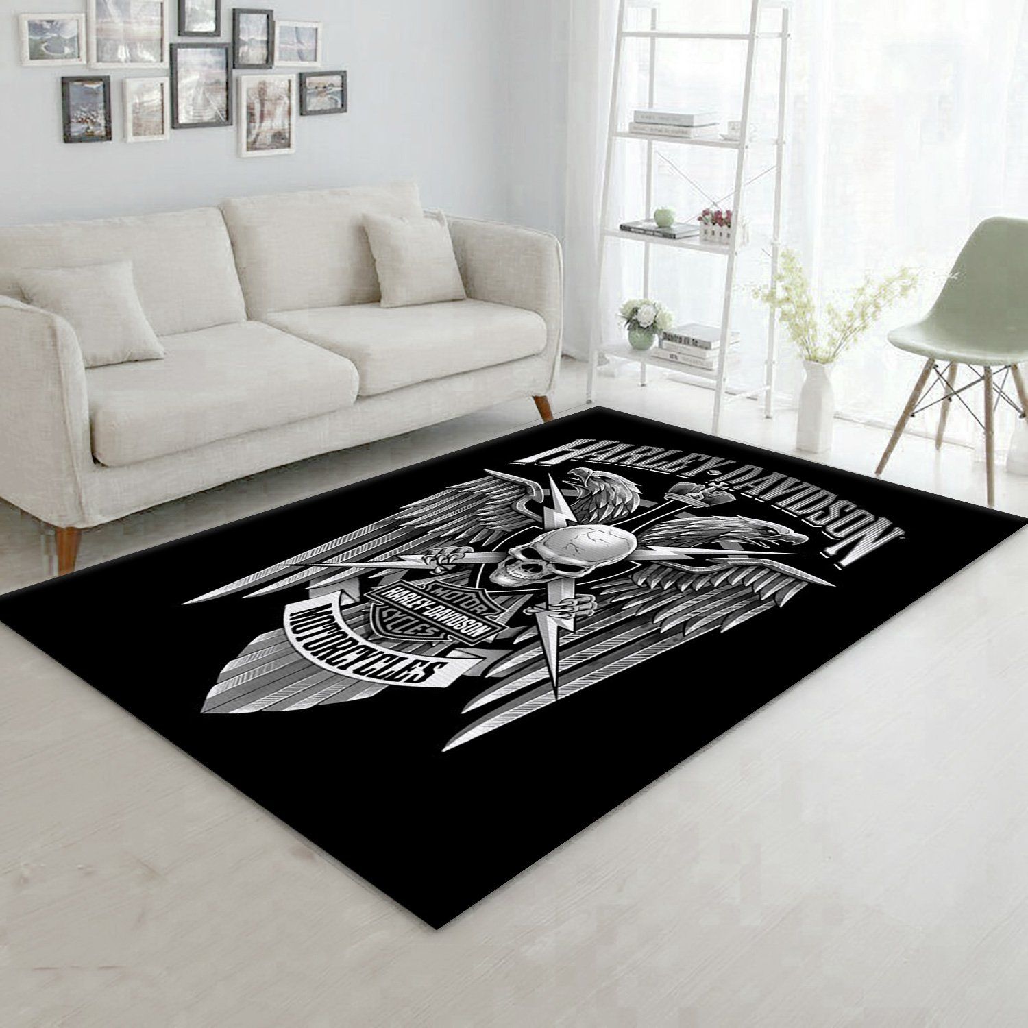 Harley Davidson Skull Area Rug Carpet Home Decor Harley Davidson Skull Area Rug Carpet Home Decor