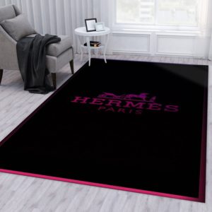 Hermes Logo Black Pink Background Area Ruh Carpet