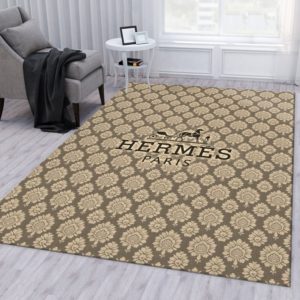 Hermes Logo Flowers Background Area Rug Carpet