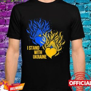 I Stand With Ukraine Heart Fire Ukraine Flag Unisex T-shirt