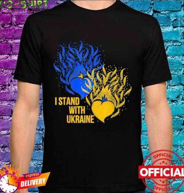 I Stand With Ukraine Heart Fire Ukraine Flag Unisex T-shirt