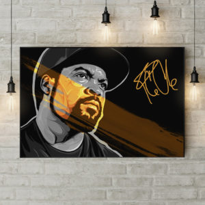 Ice Cube With Signature 90s Hip Hop Poster Canvas