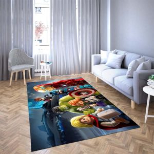 Lego Cartoon Of Marvel The Arvengers Hulk And Captain American Area Rug Carpet