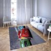 Lightning Mcqueen Red Background Disney Cartoon Area Rug Carpet