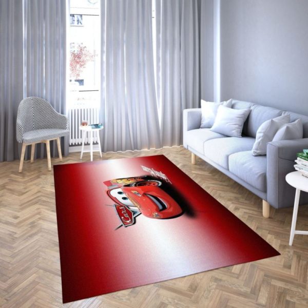 Lightning Mcqueen Red Background Disney Cartoon Area Rug Carpet