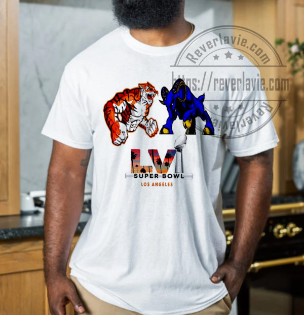 Los Angeles Rams Goat vs Cincinnati Bengals Tiger Super Bowl T-Shirt
