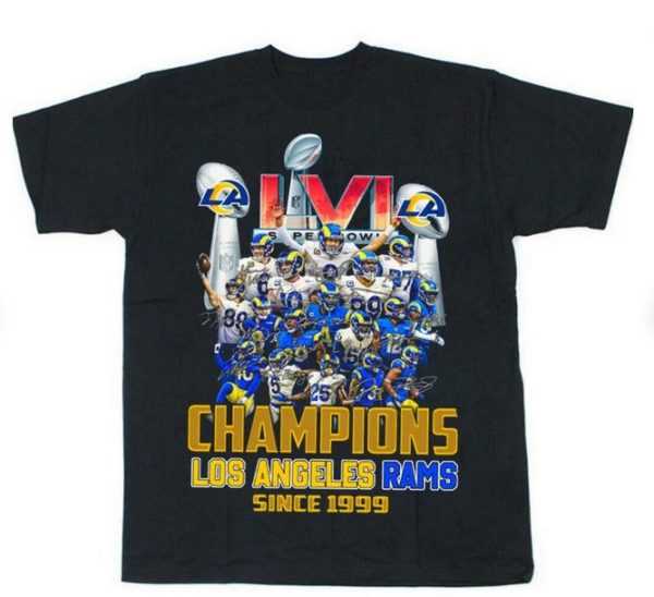 Los Angeles Rams Trophy 2022 Super Bowl Champions T-Shirt