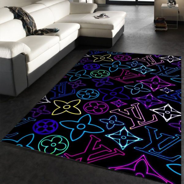 Louis Vuitton Logo Neon Background Area Rug Carpet