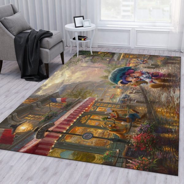 Mickey And Minnie In Paris Disney Area Rug Carpet