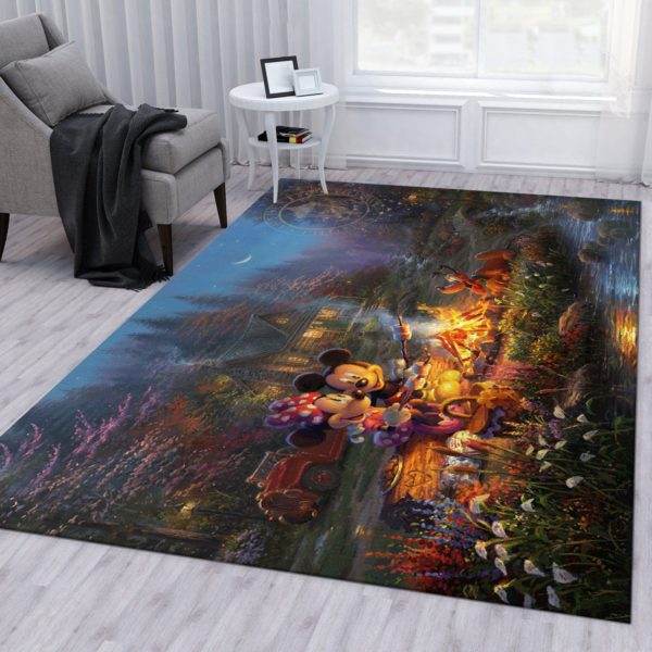 Mickey Minnie Sweetheart Campfire Noel Gift Rug Bedroom Rug Home Decor