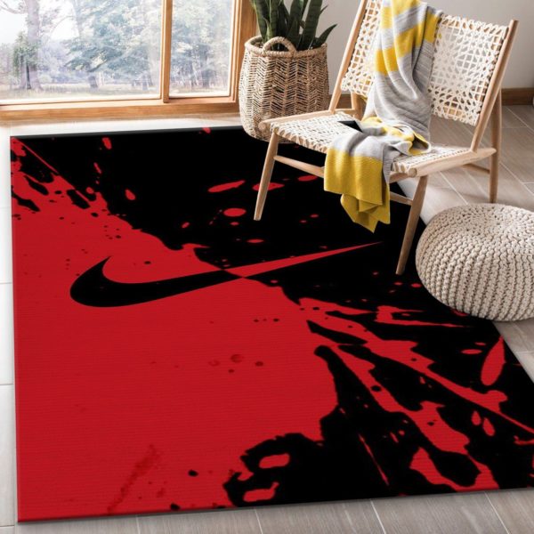 Nike Logo Black Red Area Rug Caret