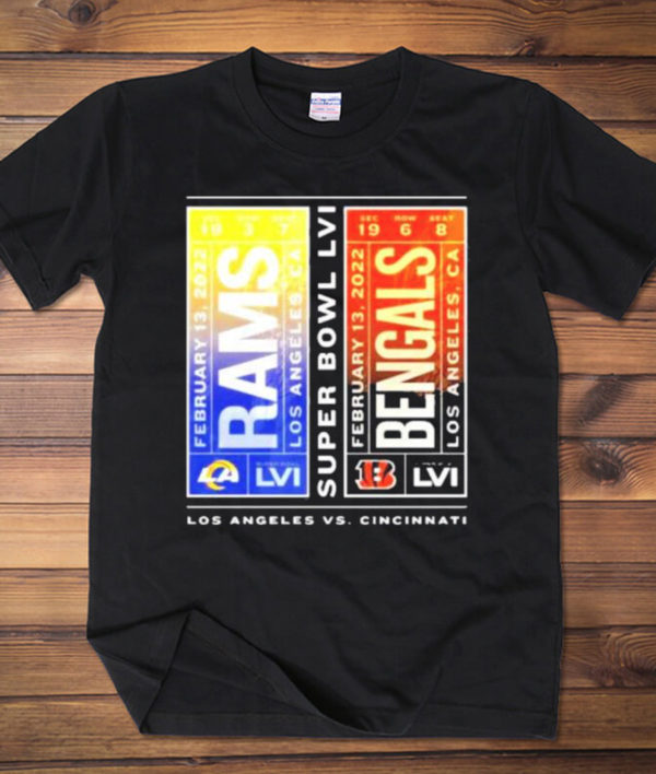 Official Los Angeles Rams vs Cincinnati Bengals Super Bowl LVI 2022 T-Shirt