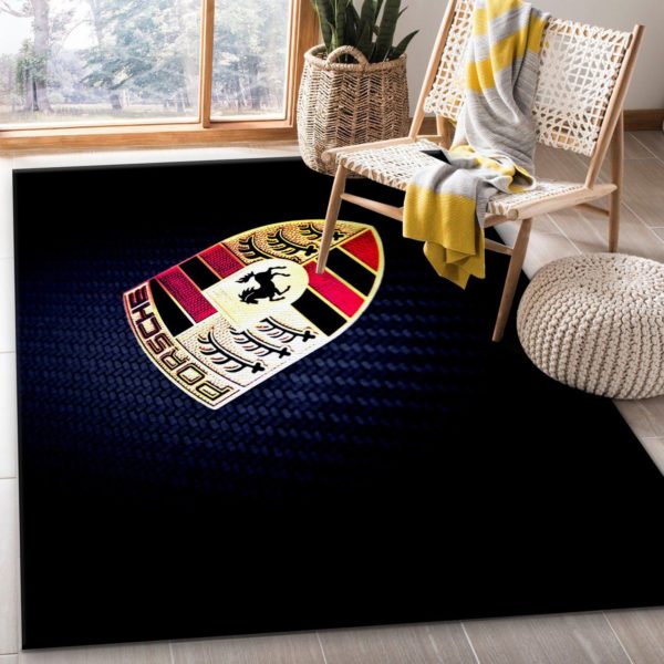 Porsche Logo Area Car Rug Bedroom Rug Carpet