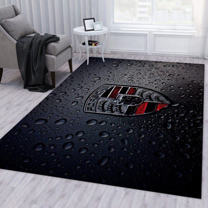 Porsche Logo Black Classic Rug Carpet - REVER LAVIE