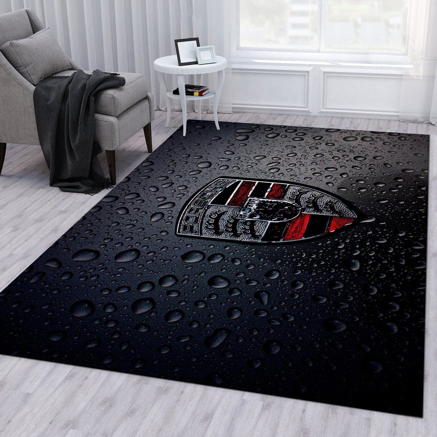 Porsche Logo Black Classic Rug Carpet Porsche Logo Black Classic Rug Carpet