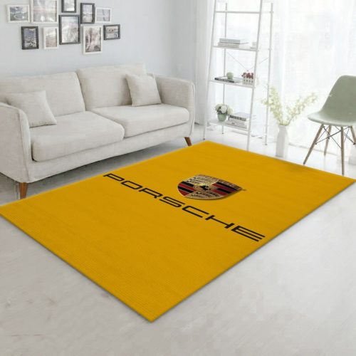 Porsche Logo Yellow Background Rug Carpet - REVER LAVIE