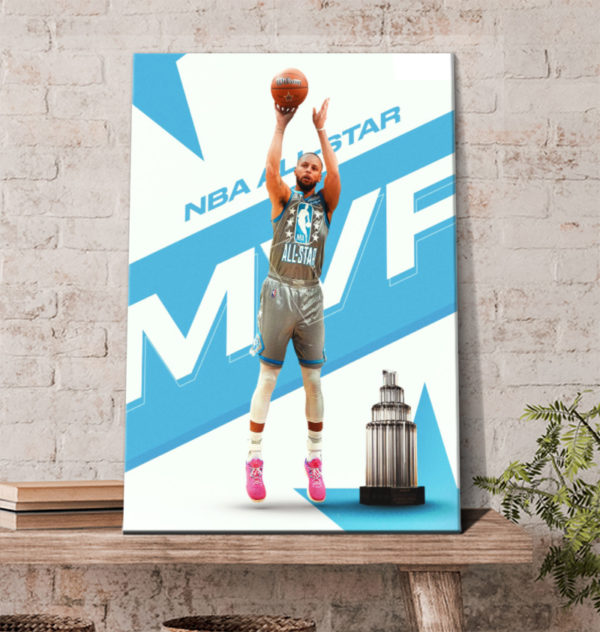 Stephen Curry MVP Trophy 2022 NBA All Star New Design Poster Canvas
