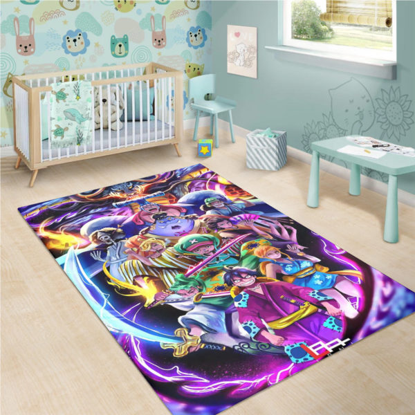 Strawhat Pirates And Kaido Of The Beasts One Piece Rug For Bedroom Aesthetic
