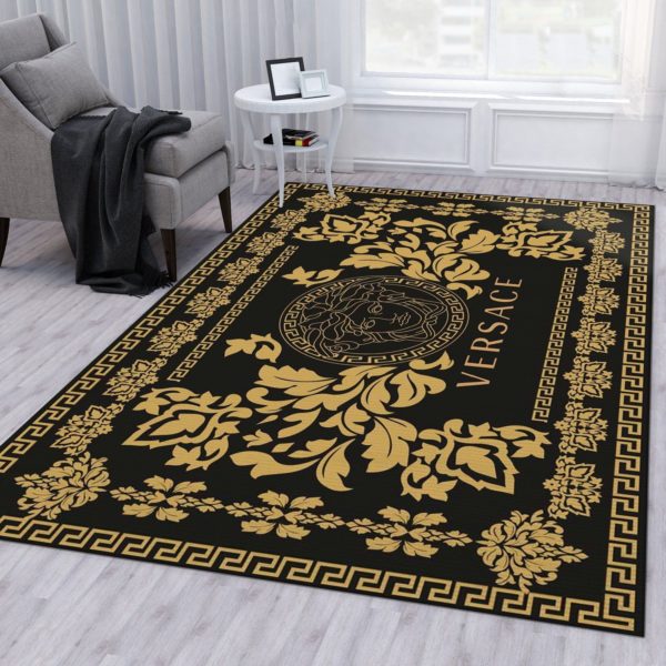 Versace Black And Gold Area Rug Carpet
