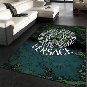 Versace Logo Forest Background Area Rug Carpet