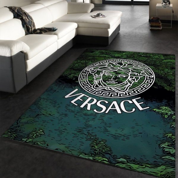 Versace Logo Forest Background Area Rug Carpet