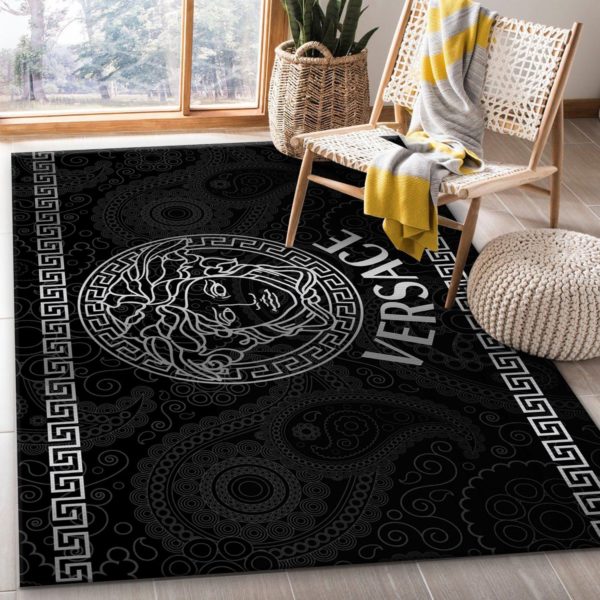 Versace Logo Silver Area Rug