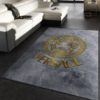 Versace Rectangle Logo Gold Area Rug Carpet