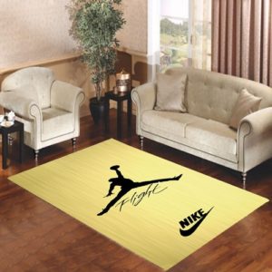 Air Jordan Flight Signature Nike Gold Area Rug Carrpet