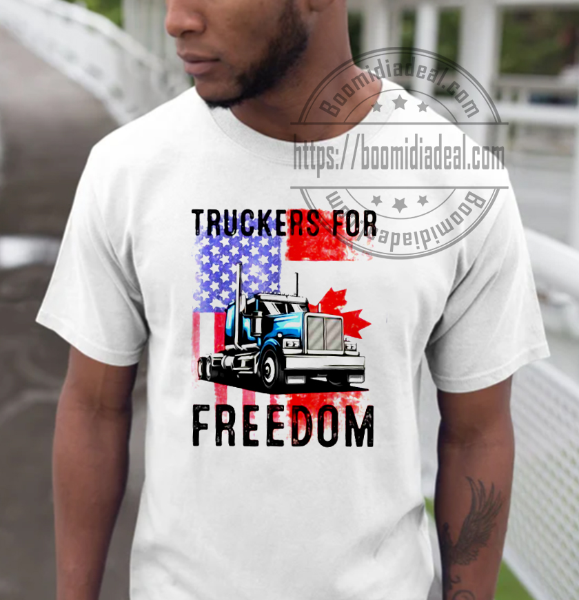 American Flag Canada Flag Freedom Convoy 2022 Trucker Driver T-shirt American Flag Canada Flag Freedom Convoy 2022 Trucker Driver T-shirt