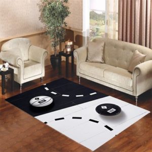 Basketball in Black And White Area Rug Carpet