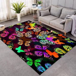 Beautiful Camouflage Butterflies Rug Living Room